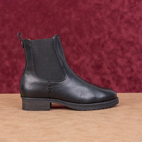 Frye Women Melissa Double Black Leather Lug Sole Chelsea Ankle Boots Size 9 - Picture 4 of 8